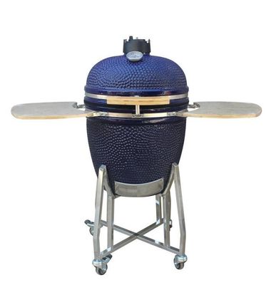Lò nướng Kamado bằng gốm 22 inch Than ngoài trời Màu hải quân 57cm Có xe đẩy và bàn phụ