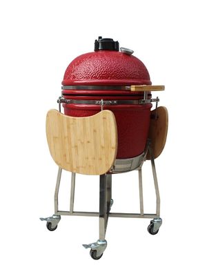 Lò nướng than gốm 22 inch ngoài trời Kamado Màu đỏ chống cháy