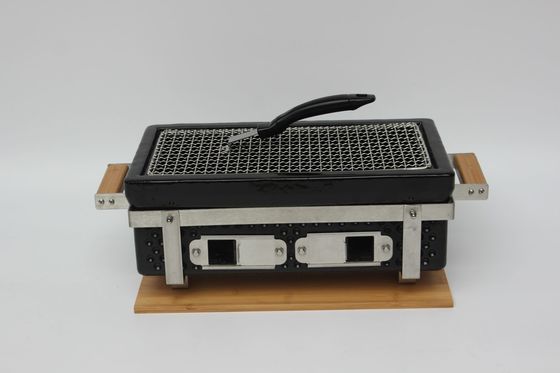 Ceramic Charcoal BBQ Grill Hibachi Grill hình chữ nhật màu đen