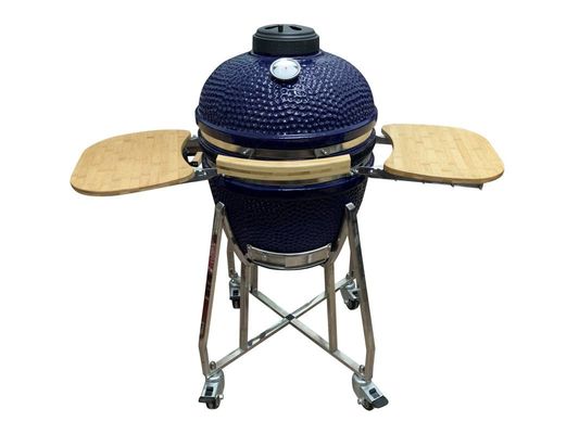 Lò nướng Kamado gốm 18 inch Màu xanh lam 48cm có xe đẩy và bàn phụ