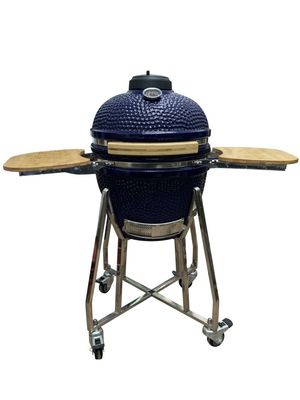 Lò nướng Kamado gốm 18 inch Màu xanh lam 48cm có xe đẩy và bàn phụ