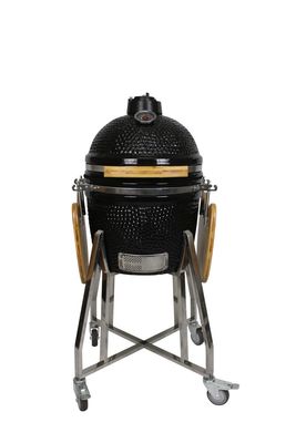 Lò nướng bằng gốm 16 inch Kamado Grill Màu đen 40cm có xe đẩy và bàn phụ