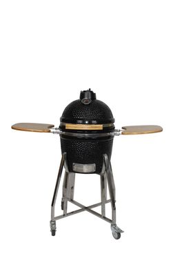 Lò nướng bằng gốm 16 inch Kamado Grill Màu đen 40cm có xe đẩy và bàn phụ
