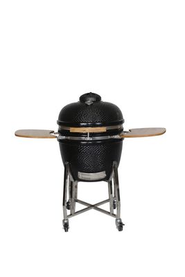 Lò nướng ngoài trời bằng gốm 24 inch Kamado Grill Màu đen 61cm có xe đẩy và bàn phụ