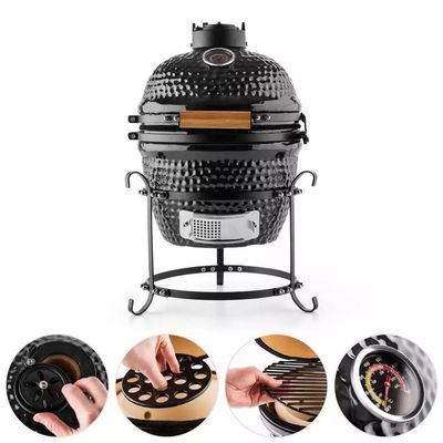 Lò nướng than BBQ bằng gốm 13 inch 32cm ngoài trời màu đen