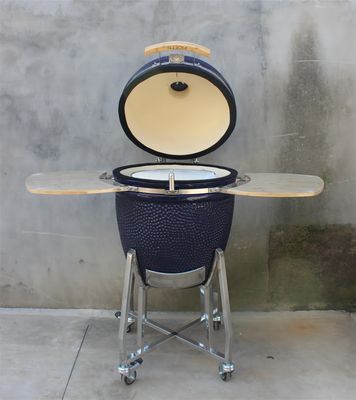 Lò nướng thịt ngoài trời bằng gốm sứ 22 inch Màu hải quân với xe đẩy và bàn phụ