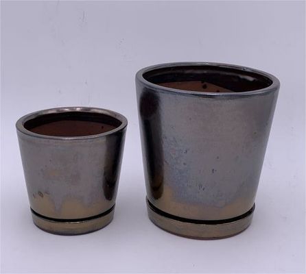 Chậu gốm trong nhà hình vuông 5 inch và 7 inch với đĩa tráng men