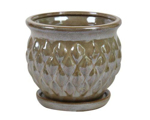 Chậu gốm trong nhà tráng men hình vuông 6 inch và 8 inch