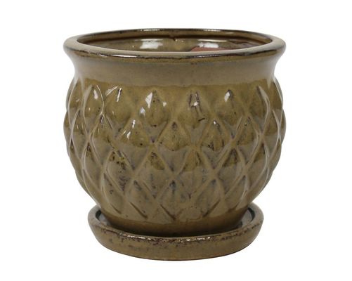 Chậu gốm trong nhà tráng men hình vuông 6 inch và 8 inch