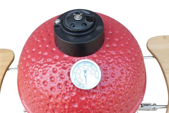 Lò nướng Kamado bằng thép không gỉ 15 inch Màu đỏ 39cm có xe đẩy và bàn phụ