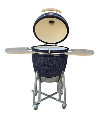 Lò nướng Kamado bằng gốm 22 inch Than ngoài trời Màu hải quân 57cm Có xe đẩy và bàn phụ