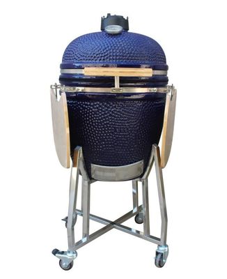 Lò nướng Kamado bằng gốm 22 inch Than ngoài trời Màu hải quân 57cm Có xe đẩy và bàn phụ