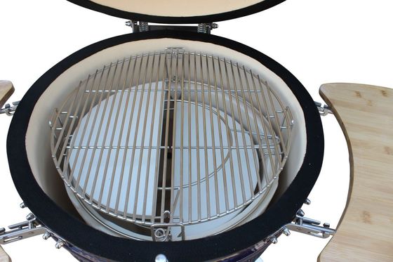 Lò nướng Kamado bằng gốm 22 inch Than ngoài trời Màu hải quân 57cm Có xe đẩy và bàn phụ