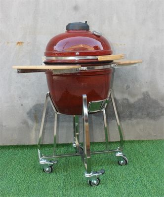 Lò nướng thịt nướng Kamado 18 inch Hút thuốc bằng gốm Màu đỏ nhiệt đới 48cm