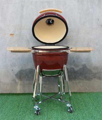 Lò nướng thịt nướng Kamado 18 inch Hút thuốc bằng gốm Màu đỏ nhiệt đới 48cm