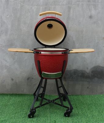 BBQ gốm 17 inch Kamado Màu đỏ hoàng gia 44cm Đồ dùng nhà bếp Sắt tráng đen