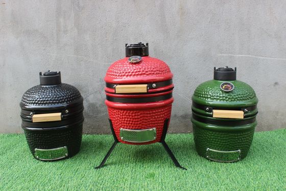 Đồ dùng nhà bếp nướng Kamado Grill 13 inch màu xanh lá cây Sắt tráng đen