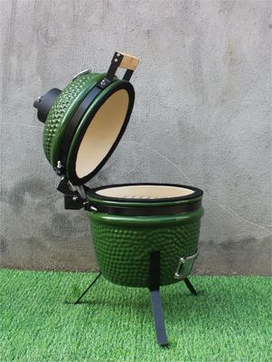 Đồ dùng nhà bếp nướng Kamado Grill 13 inch màu xanh lá cây Sắt tráng đen