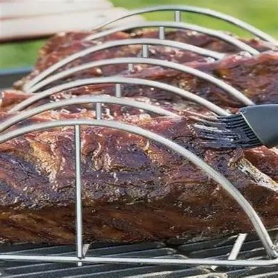 Phụ kiện vỉ nướng Kamado 41x25,5x12cm Giá đỡ sườn bằng thép không gỉ để hút và nướng