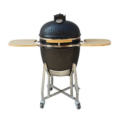 Than ngoài trời 22 inch Kamado Grill Khả năng chống cháy cao Màu đen sáng bóng