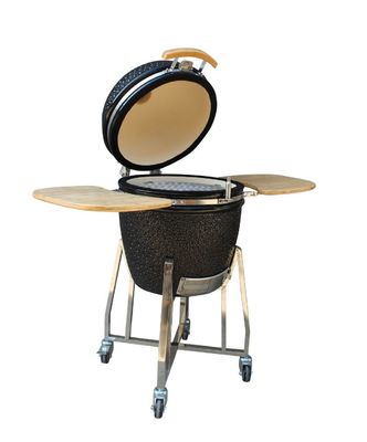 Than ngoài trời 22 inch Kamado Grill Khả năng chống cháy cao Màu đen sáng bóng