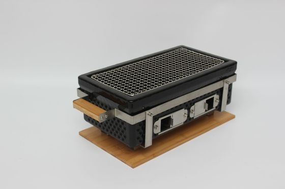 Ceramic Charcoal BBQ Grill Hibachi Grill hình chữ nhật màu đen