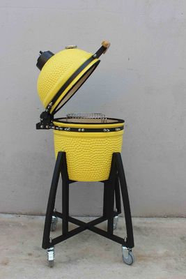 Gốm 16 Inch Kamado Grill than gỗ màu chanh 40cm với xe và không có bàn bên