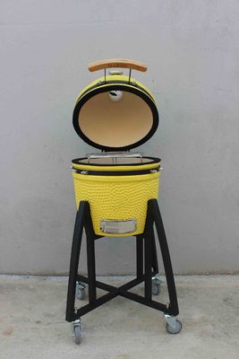 Gốm 16 Inch Kamado Grill than gỗ màu chanh 40cm với xe và không có bàn bên